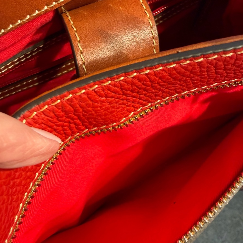 Dooney & Bourke Red Leather Textured Pebble Grain Satchel - Picture 9 of 15